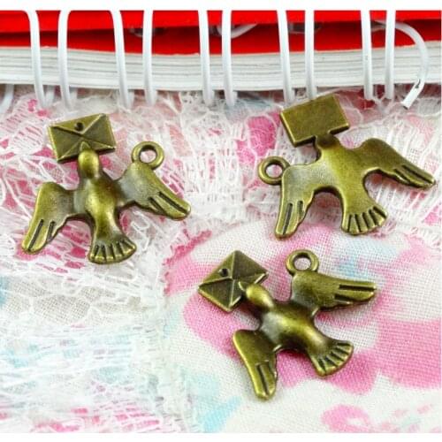 60pcs Antique Bronze Color Pigeon zinc alloy Vintage charms pendant suitable for DIY Bracelet Necklace metal jewelry accessorie