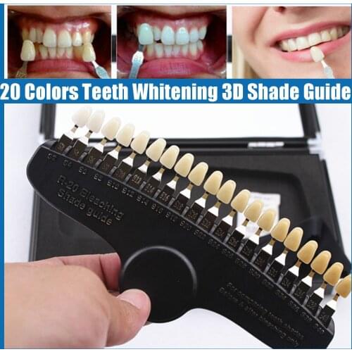 Free Shipping 1Set Dental Bleaching Shade Guide With Built-in Mirror for Comparing Teeth Shades Before and After Teeth Whitening