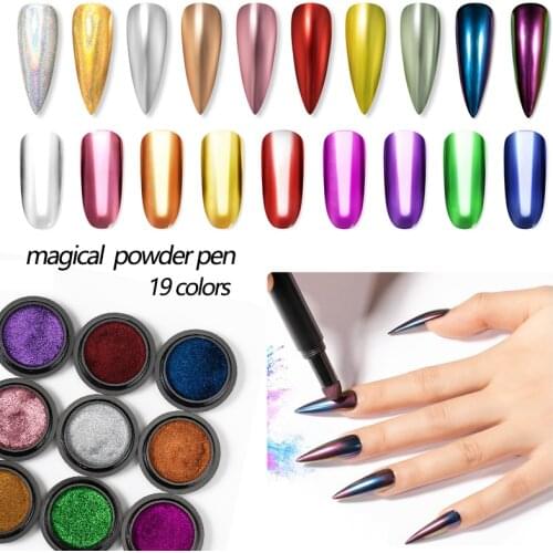 ROSALIND Glitter Nail Powder Magical Mirror Pen Cushion Holographic Nail Auroras Laser Mirror UV Gel Polish All For Manicure