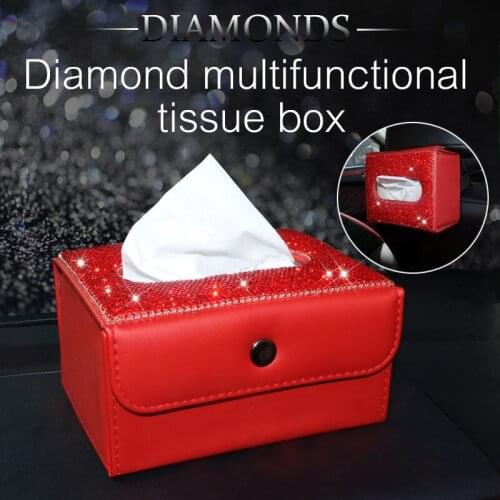 Brilliant All Diamond Crystal Car Tissue Box Seat Multi-functional Chair Back Tissue Box Crystal Goddess Car Interior Supplies