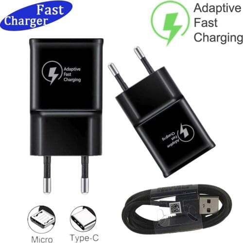 For Samsung Galaxy Fast Charger USB Power Adapter 18W QC3.0 Quick Charge Type C Cable For Galaxy S10 S8 S9 Plus Note 10 9 8 Plus