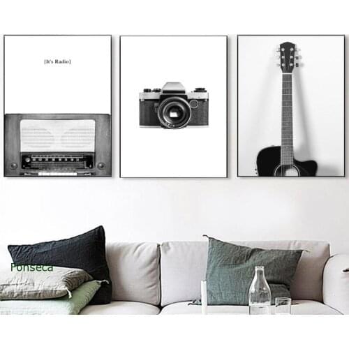 Camera Guitar Radio Canvas Paintings Retro Nordic Decorative Posters And Prints Wall Art Pictures For Hotel Living Room Decor