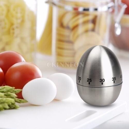 DHL 50PCS Stainless Steel Cooking Tool Mechanical Egg Kitchen Cooking Timer Alarm Clock 60 Minutes Kitchen Timer Egg