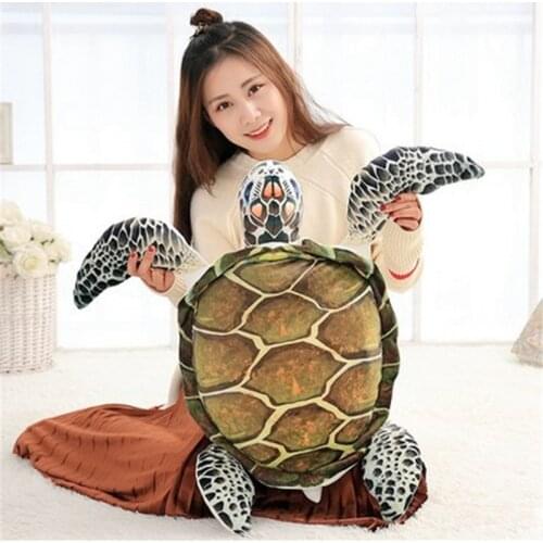 Fancytrader Big Simulated Sea Animals Fish Plush Toy 3D Realistic Stuffed Soft Fishes Turtle Pillow Doll 65cm