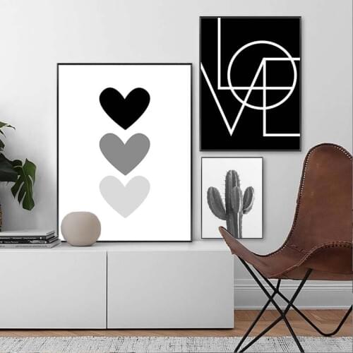 Geometric Abstract Wall Art Poster Black and White Cactus Love Quote Canvas Painting Nordic Minimalism Pictures for Home Decor