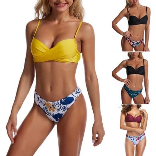 Hot kf-Womens Sexy Bikini 2-Piece Fashion Printed Swimsuit Set