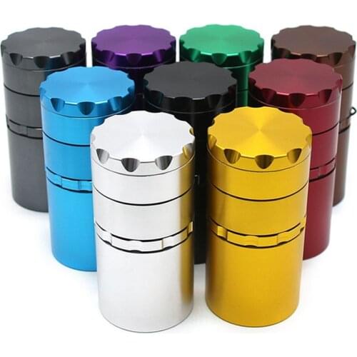 Hot sale New Style 5 layers 50mm Grinder With Storage, Cylindrical Metal Smoke Grinder Tobacco Spice Smoking Accessories