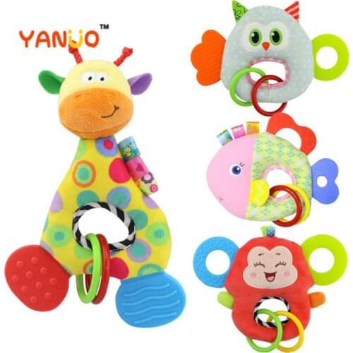 YANUO Suitable for 0-3 Years Old Baby Toys Stuffed Animals Cute Doll O Type Soft Biteable Giraffe Speak Brain Game Tooth Gel
