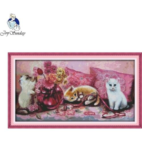 Joy sunday animal style The three litten kittens pretty cross stitch patterns christmas kits craft gift for home decoration