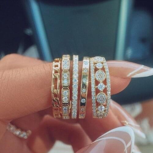 Crown Ring Three-wear Open Heart-shaped Ring Female Three-in-one Silver Jewelry Luxurious In The Stack Zircon Rings for Women