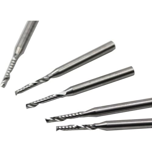 5 pcs 3.175*2.0*12MM One Flute Tungsten End Mill Cutters, Cutting Bits,End Milling Tools for Wood,Acryl on Engraving Machine