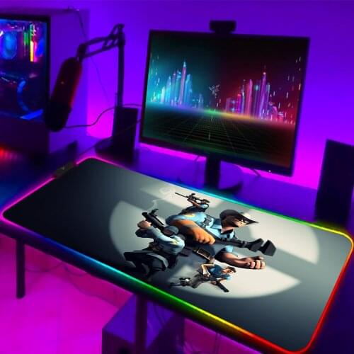 Mouse Pad Gamer Team Fortress 2 RGB Mousepads Mouse Gaming Accessories Gaming Mouse Mat with LED Large Desk Mat Mouse Carpet