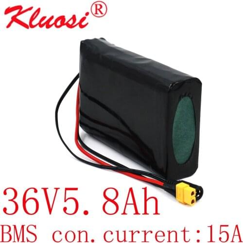 KLUOSI 36V 5.8Ah 10S2P 6Ah 450W 42V Lithium Battery Pack with 15A BMS for Scooter Skateboard Electric Bicycle Electric Scooter