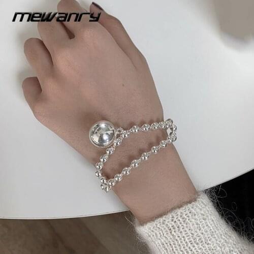Mewanry 925 Sterling Silver Bracelet Jewelry for Women Trend Vintage Elegant Creative Round Bead Chain Party Accessories Gifts