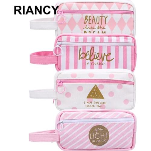 Cute Pink school pencil case fabric pencil bag etui a crayons cuir pencil pouch stifte tasche Student school bag plumier 04893