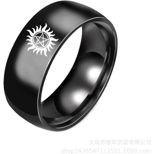 Fashion Signet Ring Mens Sun Power Supernatural Ring Titanium Steel Ring For Men Jewelry Wedding Engagement Gifts Accessories