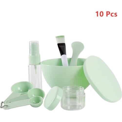 10Pcs Face Mask Mixing Bowl Set, Lady Facial Care Facemask Mixing Tool Sets, Bowl Stick Brush Gauge Cleaning Mat 9 in 1 Set Pink