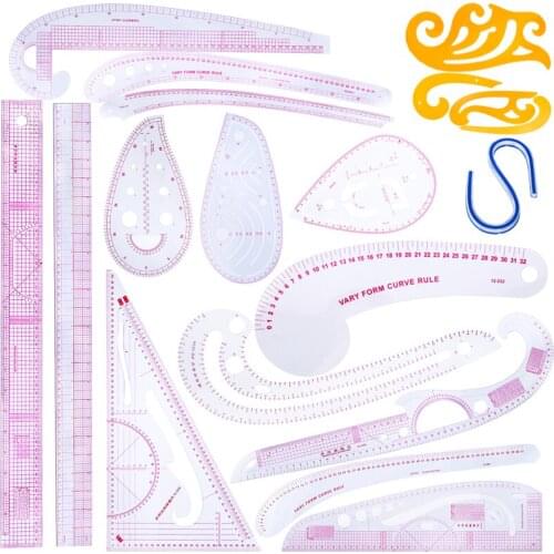 Nonvor 1Pcs Fashion Design Ruler Set French Curve Rulers Patchwork Stitching Wheel Tool for Needlework/Sewing/Embroidery Ruler