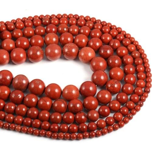 Wholesale 38cm Natural Stone Beads Red Round Loose Isolation Beads for Jewelry Making DIY Bracelet Necklace Accessories