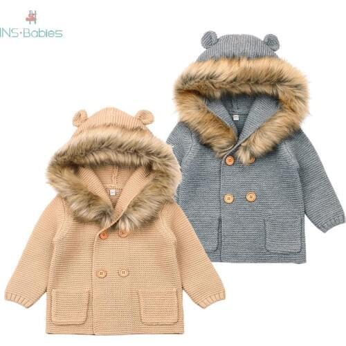 Autumn Girl Coat Newborn Baby Boy Clothes Outerwear & Coats Hooded Toddler jacket for girls Baby Knitted Jacket 6m-24m jackets