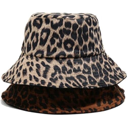 Ladies Bucket Hat Fisherman Hat Double-sideGirl Leopard Print Fashion Mens Sun Hat Leisure Sunshade Beach Fishing Summer Travel