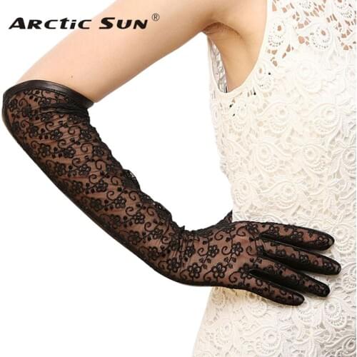 Fashion 2020 Rushed Women Gloves 45cm Long Banquet Lace Sheepskin Glove Elbow Solid Real Genuine Leather Free Shipping L112N