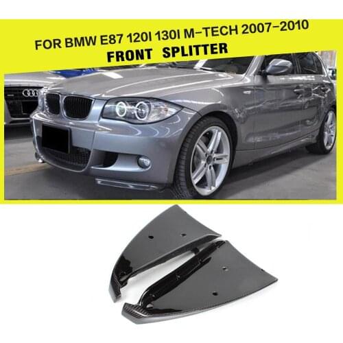 For BMW 1 Series E87 M Tech M Sport 2007 - 2011 Front Bumper Lip Side Splitters Aprons Flaps Cupwings Spoiler Carbon Fiber / FRP