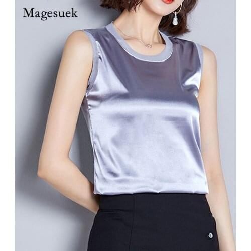 Plus Size Loose Sleeveless Satin Tank Clothes 2021 Summer Women Silk Tank Tops Mesh Spliced Fashion Vest Blusas Casual 13825