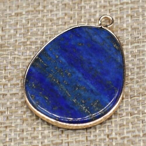Natural Stone Pendants Reiki Heal Gold-plate Lapis lazuli for DIY Fashion Necklace Earrings Jewelry Gift Making Accessories