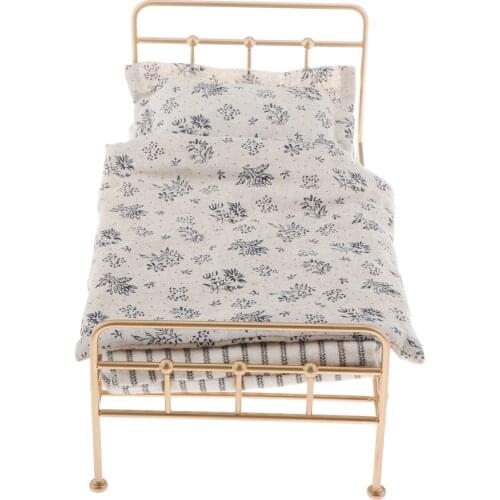 Simple Dollhouse Single Bed Miniatures Doll Room For 45cm Doll Accessory