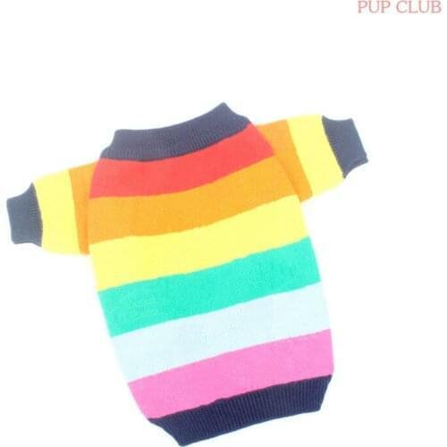 Dog Rainbow Sweater for Small Medium Dogs Fashion Winter Warm French Bulldog Clothes Puppy Pug Teddy Coat Jacket PDC0059