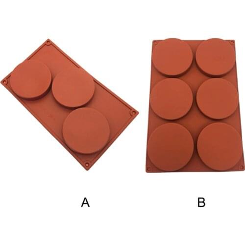 3/6 Holes Silicone Chocolate Mold Shallow Cylinder Cake DIY Handmade Silicone Large Round Disc Candy Mold Baking Mold
