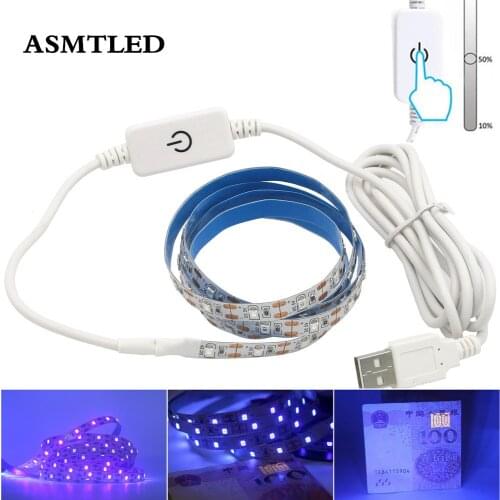 UV USB LED Strip Battery Powered 395-405nm Ultraviolet Ray Flexible Tape Ribbon Lamp 5V 2835 SMD TV USB LED Strip Light 1M 2M