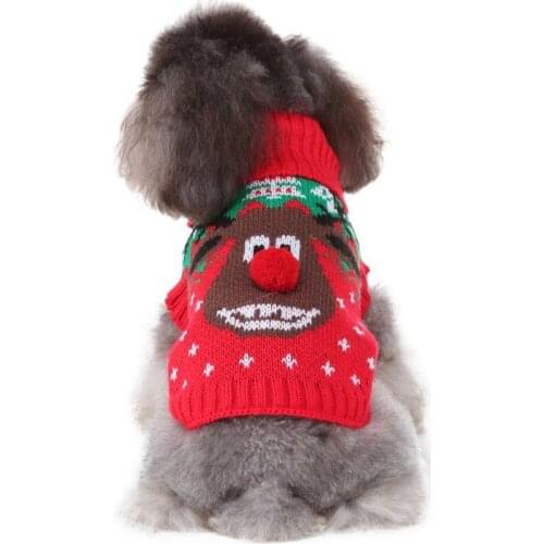 Pet Dog Sweaters Warm Soft Christmas Tree / Reindeer Print Knitting Outfits Short Sleeves Dogs Clothing Dog Sweaters