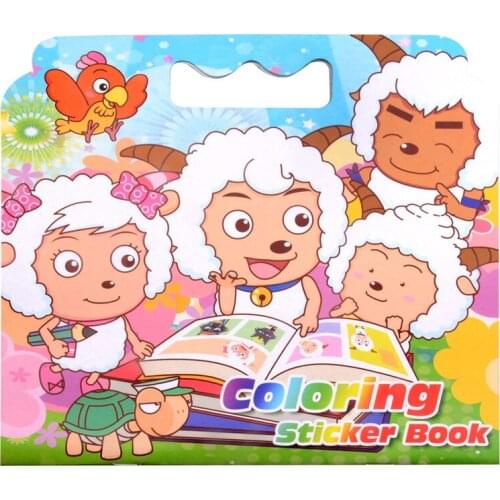 1pcs 16 Pages Cute Small Sheep Coloring Sticker For Children Adult Relieve Stress Kill Time Graffiti Painting Drawing Art Book