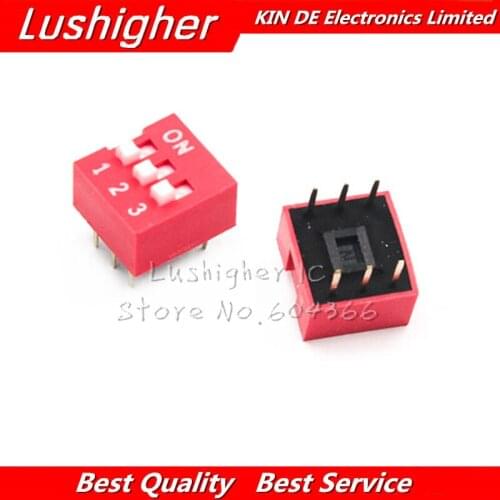 10PCS DIP Switch 3 Bit Way 2.54mm Toggle Switch Red Snap Switch 3P 3pin