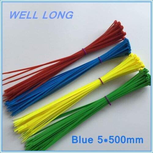 100pcs/lot 5*500mm Blue Self-Locking Nylon Wire Cable Zip Ties, Cable Ties