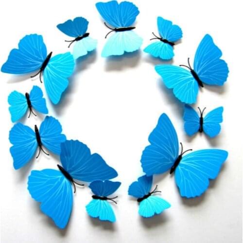 12pcs/set PVC 3D Butterfly wall Decor Cute Butterflies Wall Stickers Art Decals Home Decoration Single Color