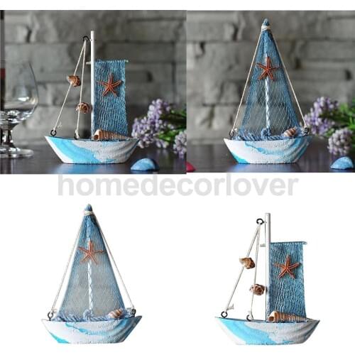 2Pcs Nautical Seaside Beach Decorative Sea Ocean Ships Boat Ornament Figurines Model Tabletop Party Decor