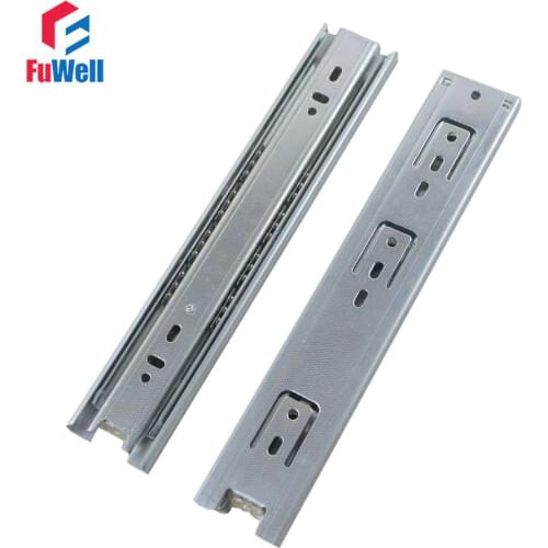 2pcs Drawer Slides 45mm Width 8''/10''/12''/14''/16''/18'' Cold-Rolled Steel Fold Telescopic Drawer Runner Ball Bearing Sliding