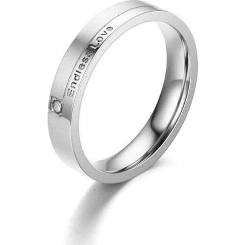 2021 Classic Simplicity Endless Love Diamante Rings Set Silver Color Titanium Steel Engagement Wedding Promise Couples Rings