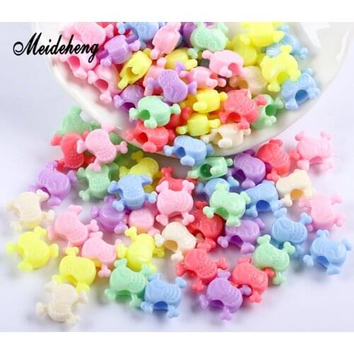 Acrylic Colorful Heart Skull Apple Mouse beads for jewelry making Big Hole needlework Handmade Necklace bracelets women
