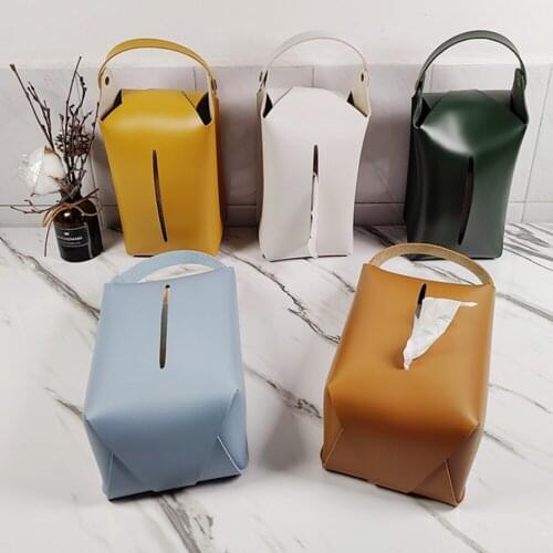 BalleenShiny Hangable Leather Tissue Box Pumping Box Living Room Toilet Household Creative Tissue Bag Car Paper Pumping Box