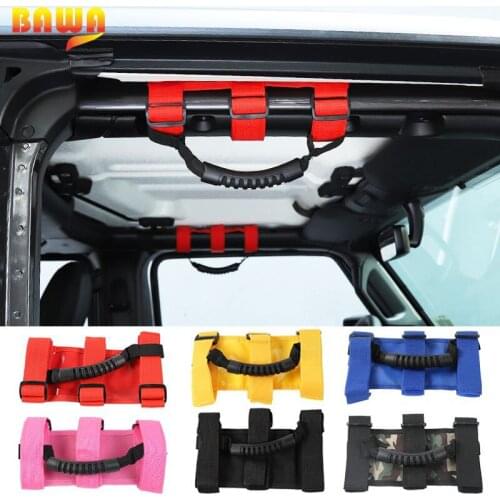 BAWA 4 pcs Weave Grab Handle Rope Strap Accessories for Jeep Wrangler CJ YJ TJ JK Jimny Interior Mouldings Accessories