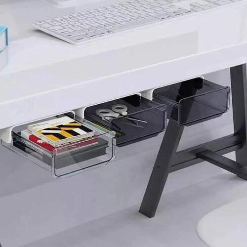 Free shipping Drawer Pencil Tray Self-Adhesive Hidden Organizer Pen Box Barrel Office Sundries Storage Box