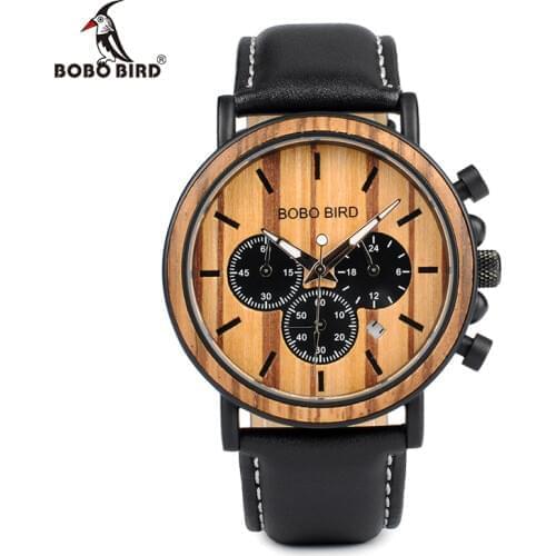 BOBO BIRD Men Watches Special Wood Metal Design Leather Wristwatches Quartz Watch Mans Gifts Item Male Relogio Waterproof