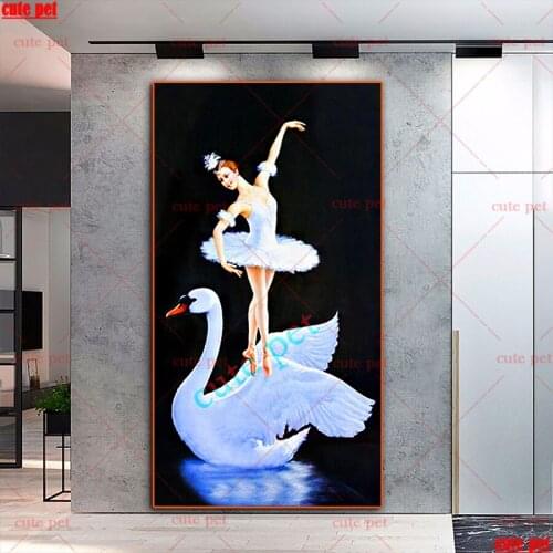 Large diy diamond painting Ballet girl and swan diamond embroidery cross stitch diamond mosaic 5d Decoration puzzle rhinestone