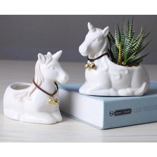 Cartoon White Porcelain Flowerpot Creative Green Plant Fleshy Planter Pot Office Desktop Ornaments Balcony Home Garden Decor