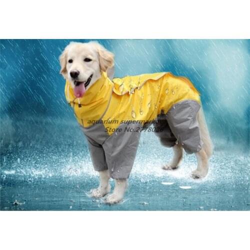 1 piece green yellow big dog raincoat large dog clothes waterproof clothing rainwear jumpsuit big pet costume pet supplies
