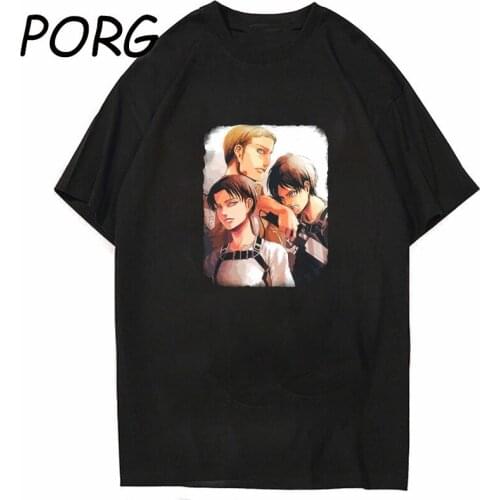 Funny Harajuku Unisex Tshirt Men Hot Japanese Anime Attack on Titan T Shirt Gothic Streetwear Hip Hop Summer Graphic Tees Male